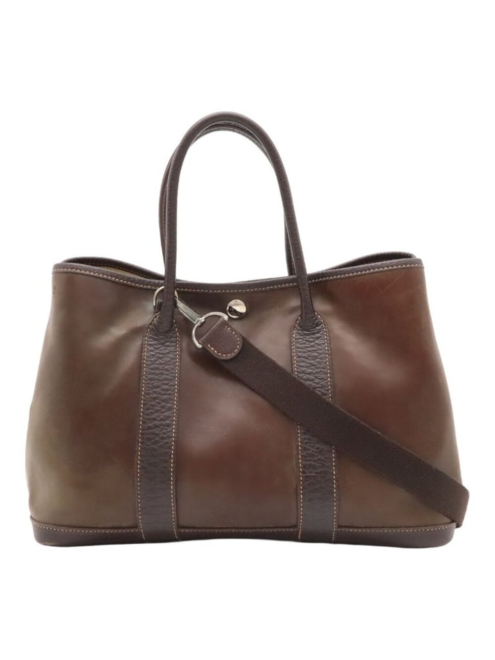 Hermes Garden Party TPM Tote 2-Way Shoulder Bag Amazonia Black Khaki Dark Brown